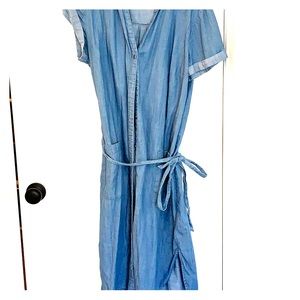 Chambray soft button down dress